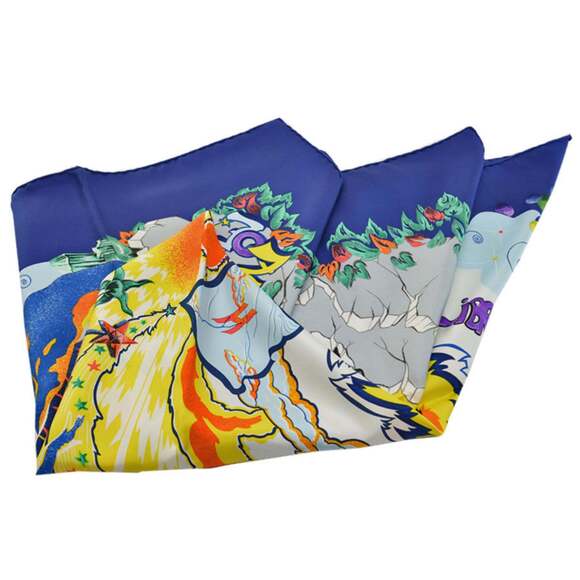 HERMES Blue Silk Scarf - Picture 4 of 5